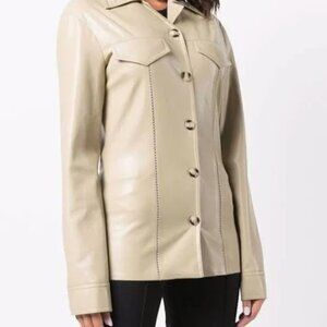 Nanushka Cream Vegan Leather Jacket size XL NWT